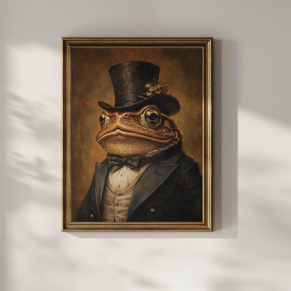 Victorian Toad Wall Art Print, Frog Vintage Decor
