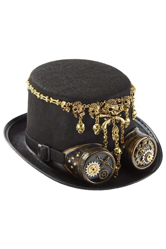 Victorian Top Hat Gear Goggles Steampunk Hat Retro Skull Hat Party Halloween Hat Accessories for Carnival Party