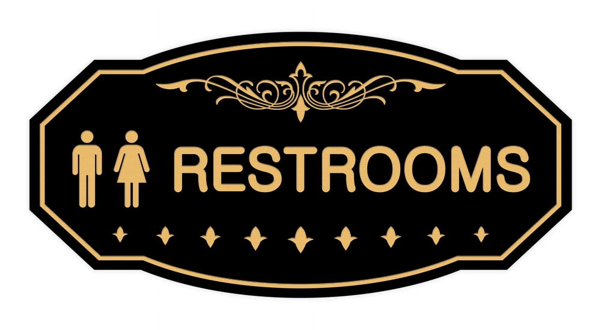 Victorian Unisex Restroom Sign (Black Gold) - Medium 4" X 8" - Walmart.com