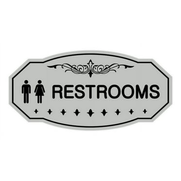 Victorian Unisex Restroom Sign (Lt Gray) - Small 3" X 6"