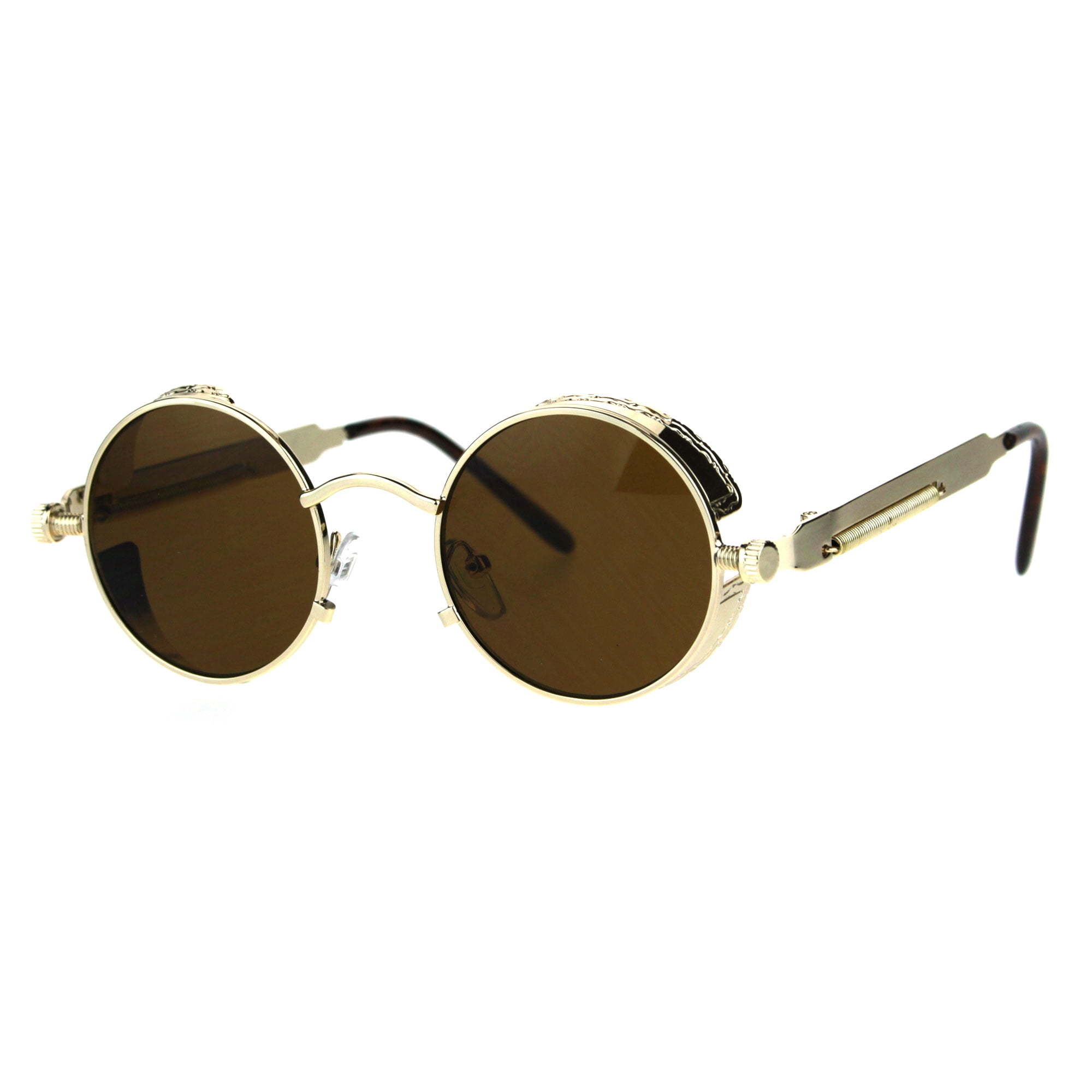 Designer Steampunk Gear Embellished Brown Gradient Sunglasses display picture 2