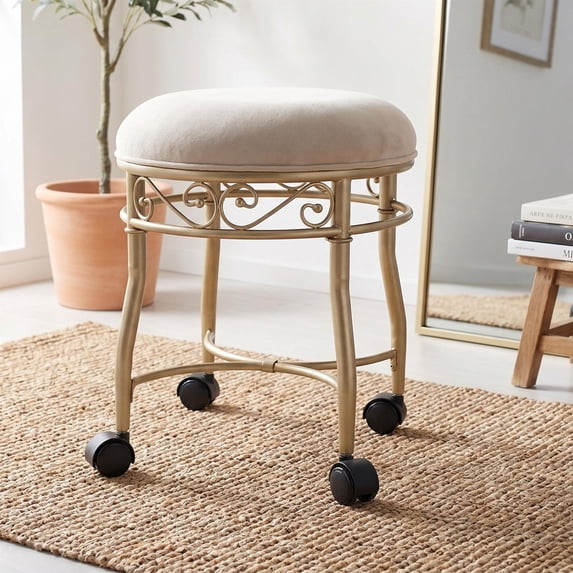 Victorian Vanity Stool - Silver