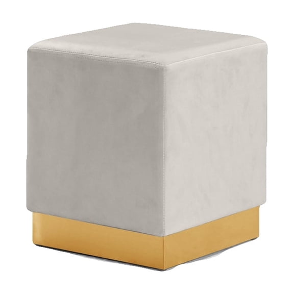 Victorian Vibes Velvet Upholstered Ottoman/Stool, Metal Base in Chic Finish,14.5"D x 14.5"W x 17.5"H