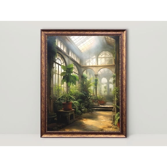 Victorian Vintage Conservatory Greenhouse , Renaissance French Aesthetic, Coquette Room Decor, Light Academia Wall Art, Unframed Poster Size 8x12
