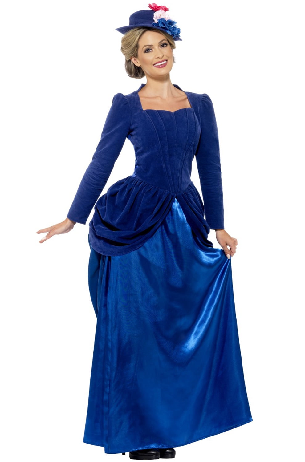 Victorian Vixen Deluxe Costume Adult Blue Dress Top And Hat Victorian Vixen Deluxe Costume Adult Blue Dress Top And Hat