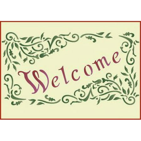 Victorian Welcome Sign 1 Stencil - Victorian Baroque Victorian Deco Vintage DIY Art & Craft Reusable Sturdy Flexible Painting Template 10 mil Plastic Mylar Wall Floor Stencil - The Artful Stencil