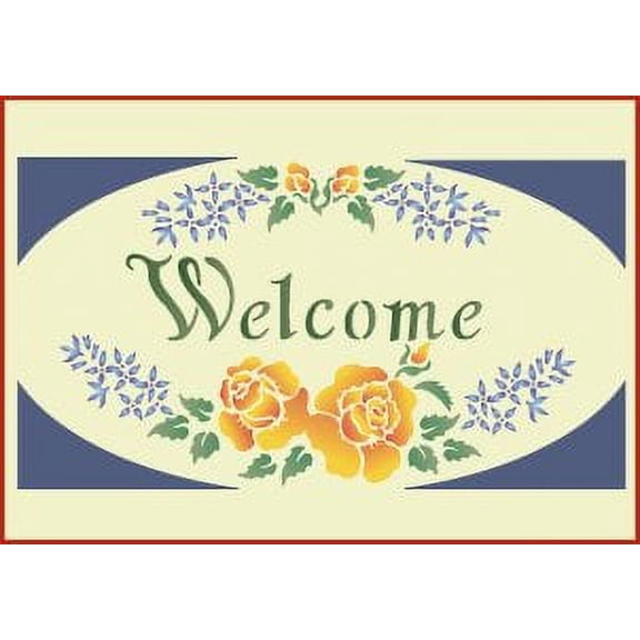 Victorian Welcome Sign 2 Stencil - Victorian Baroque Victorian Deco Vintage DIY Art & Craft Reusable Sturdy Flexible Painting Template 10 mil Plastic Mylar Wall Floor Stencil - The Artful Stencil