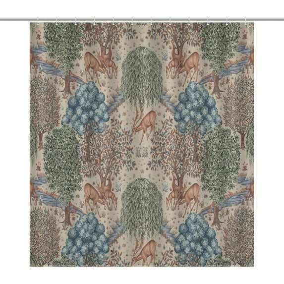 Victorian William Morris Original Design Vintage Shower Curtain Furniture Bathroom Fabric Decorations Washable Shower Curtain with Hooks
