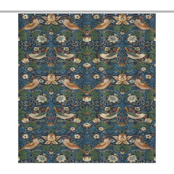 Victorian William Morris Original Design Vintage Shower Curtain Furniture Bathroom Fabric Decorations Washable Shower Curtain with Hooks