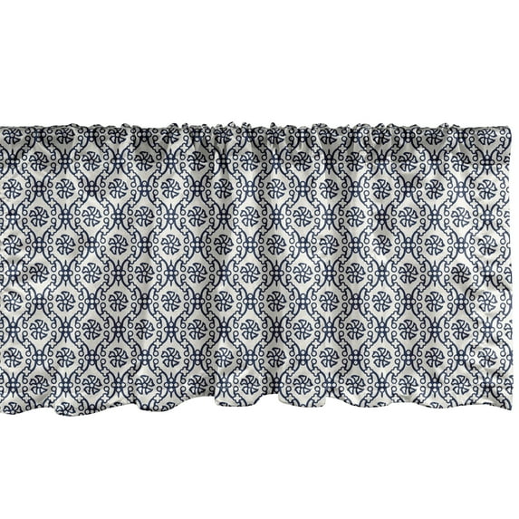 Ambesonne Victorian Valance Pack of 2, Classic Victorian Motifs, 54"X18", Violet Blue and Eggshell