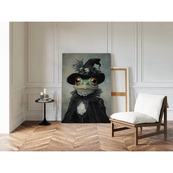 Victorian Witch Frog Wall Art Print, Cottagecore Fantasy Decor Unframed Paper Print