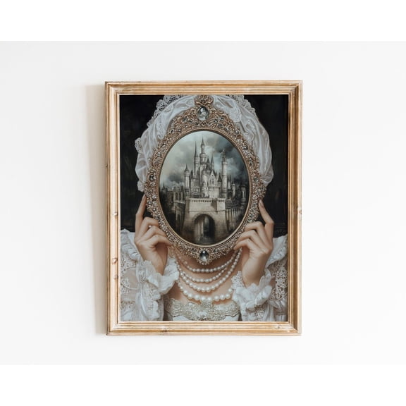 Victorian Woman Mirror Dark Academia Decor Wall Art Unframed Paper Print