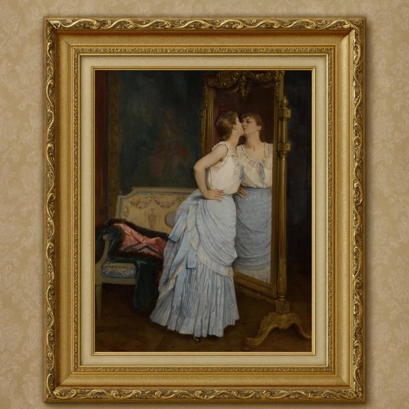 Victorian Woman Portrait Poster Moody Antique Mirror Wall Art, 8x12 UNFRAMED