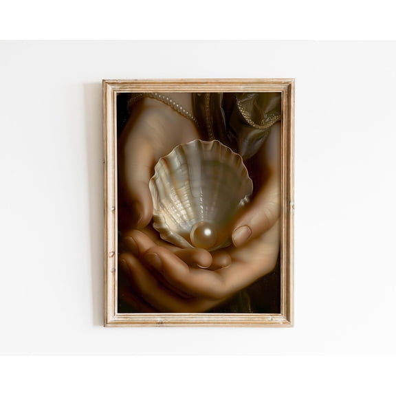 Victorian Woman With Shell, Baroque Wall Art, Dark Academia Decor,Renaissance Art Posters, Dark Moody Antique Art,Dagger Poster,Altered Poster, 8x12 UNFRAMED