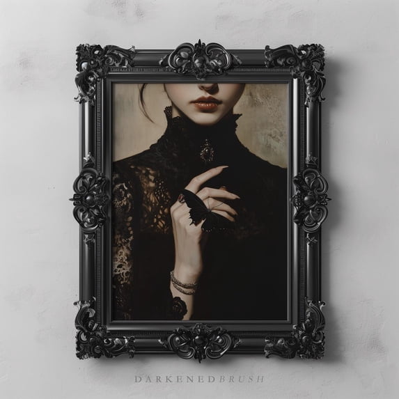 Victorian Woman With Black Butterfly Gothic Dark Academia Romance Moody ...