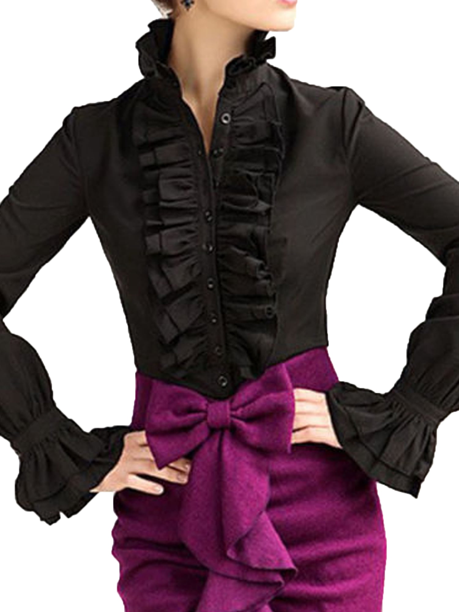 black ruffle shirt