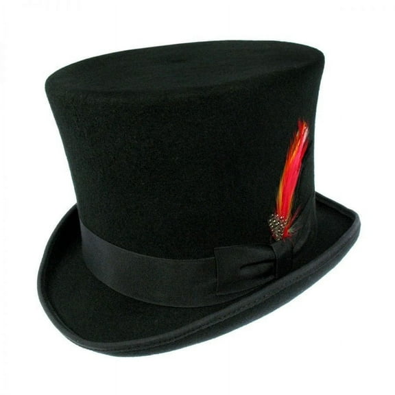 Victorian Wool Felt Top Hat - 6.875 - Black