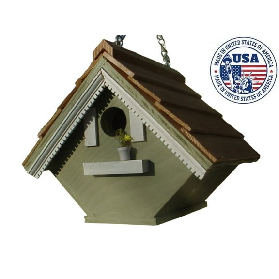Victorian Wren Bird House (Sage), 8", Nesting Box, Bird Houses by Mark, Made in USA
