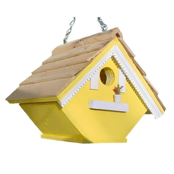 Victorian Wren Bird House (Yellow), 8", Nesting Box, Bird Houses by Mark, Made in USA