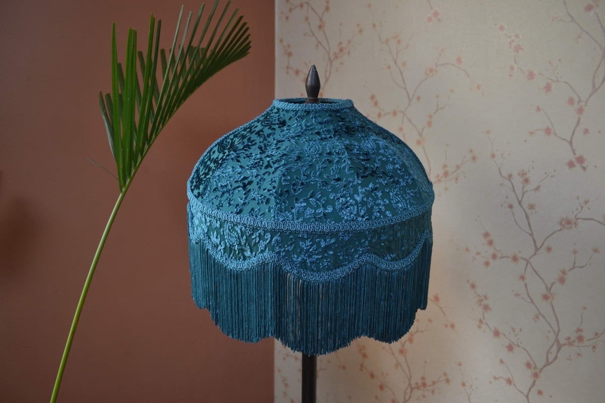 BespokeByNikita Victorian Dome Teal Green Fringe Lamp Shades