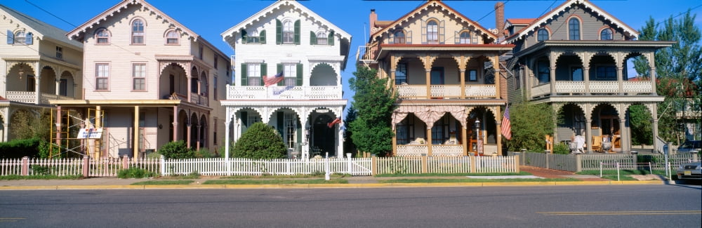 Victorian homes in Cape May New Jersey Canvas Art - Panoramic Images (36 x 12)