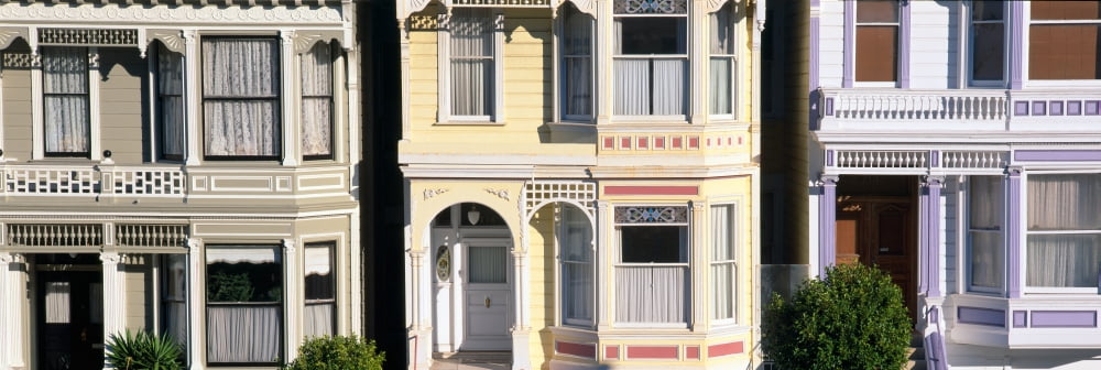 Victorian homes on Steiner Street San Francisco California Canvas Art - Panoramic Images (36 x 12)