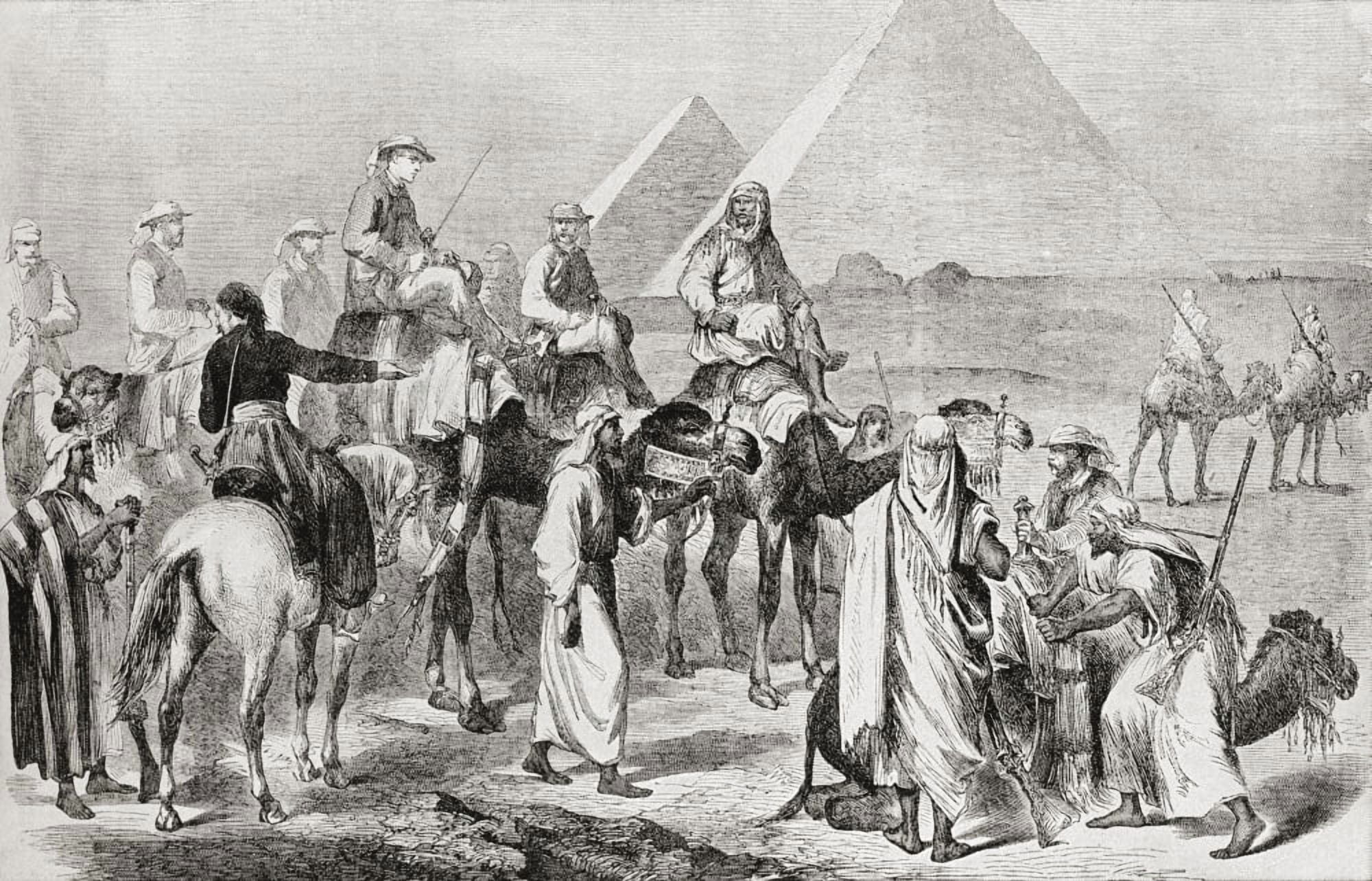 Victorian tourists at the pyramids of Giza Egypt in the nineteenth century From Edward VII His Life and Times published 1910 Canvas Art - Ken Welsh Design Pics (17 x 11)