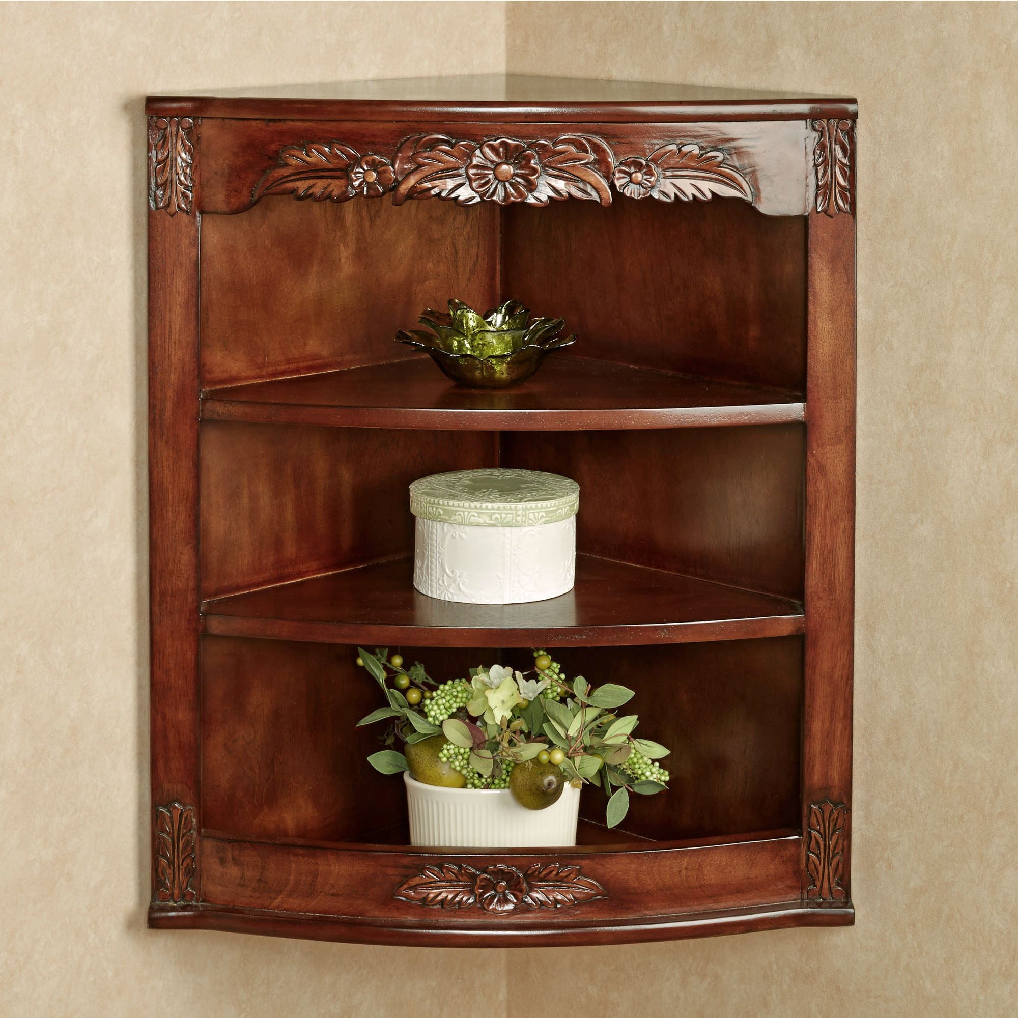 Victoriana Corner Curio Wall Cabinet Natural Cherry Natural Cherry Walmart