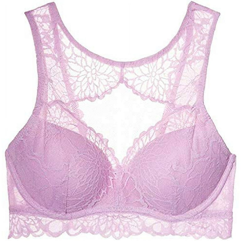 PINK Victorias Secret Bra Size Small Cup Size AA-C Pushup Floral Lace High  Neck 