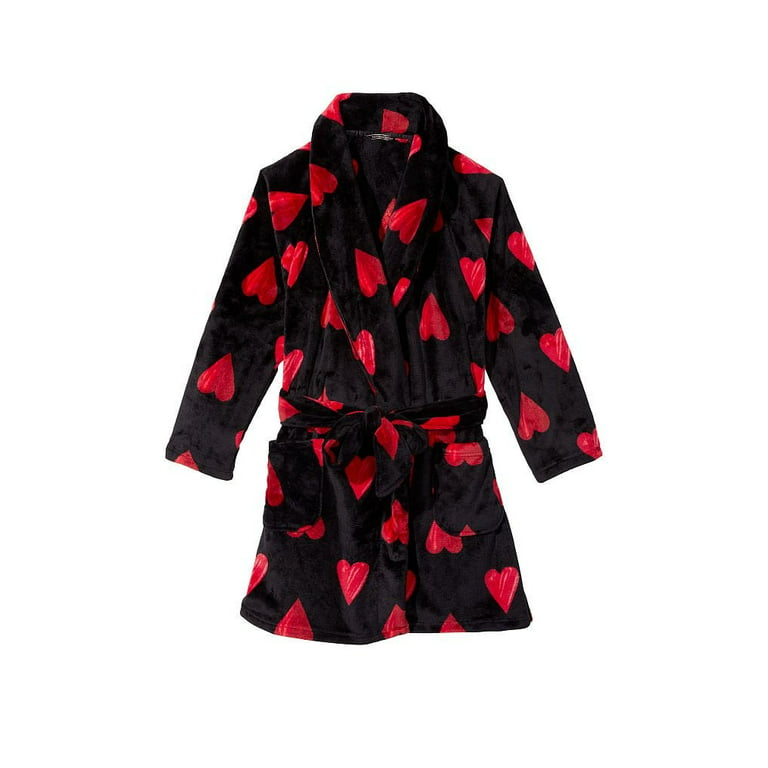 Victorias Secret Short Cozy Robe/Black/Red Size M/L 