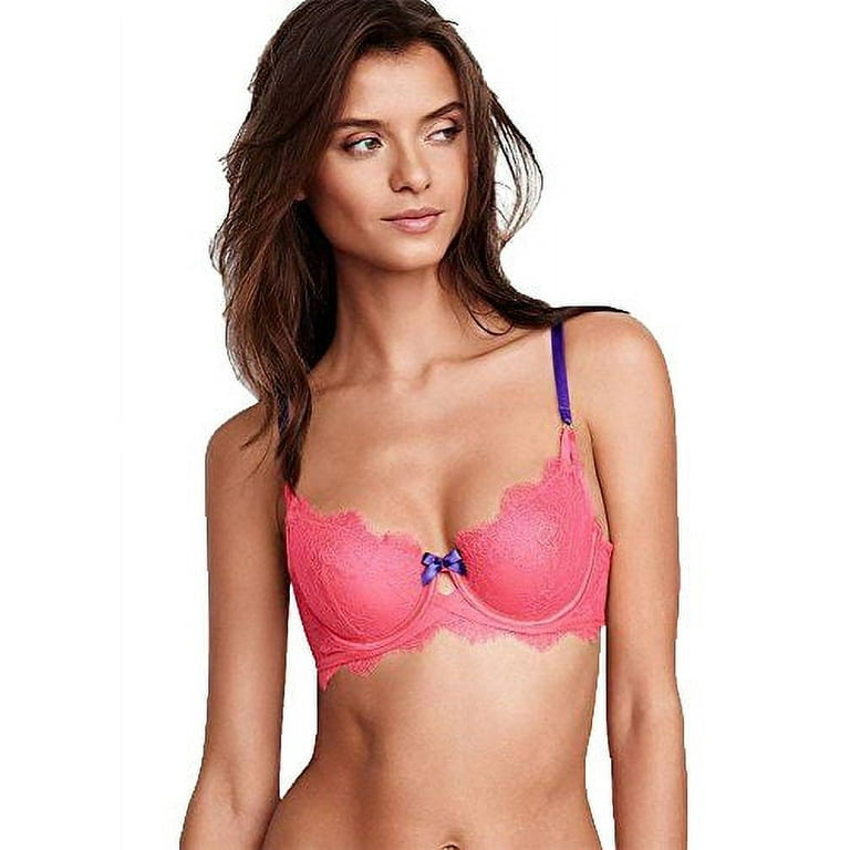 Victorias Secret Very Sexy Unlined Demi Lace Bra (Neon Pink/Royal