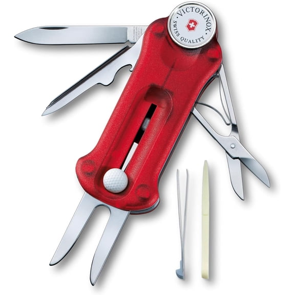 Victorinox 0-7052-T Swiss Army Golf 10 Functions Multi-Tool, Red Transparent