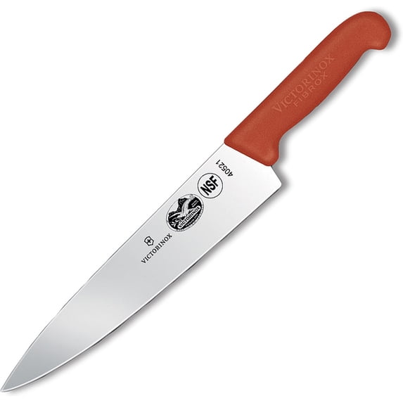 Victorinox 10" Chefs Knife, 2.25" Wide, Red Fibrox Handle