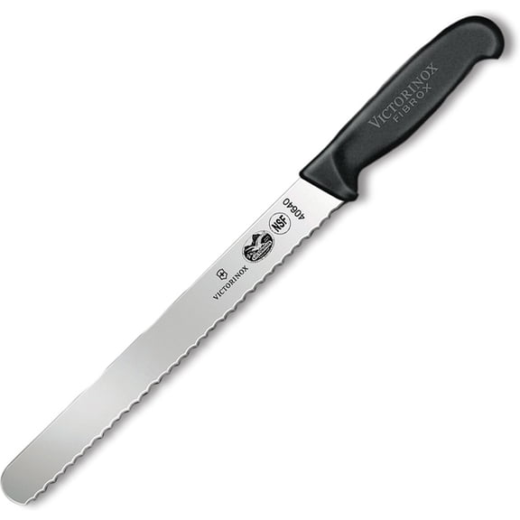 Victorinox 10" Roast Beef Slicer Knife, Serrated Blade, Round Tip - Black Fibrox Handle