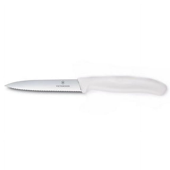 Victorinox 3.25 Inch Paring Knife | Razor Sharp Serrated Edge – Spear Point Tip – Ergonomic Swiss Classic Handle – White Handle