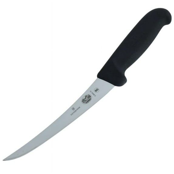 Victorinox 6 Inch Curved Fibrox Pro Black Boning Knife Semi-Stiff Blade