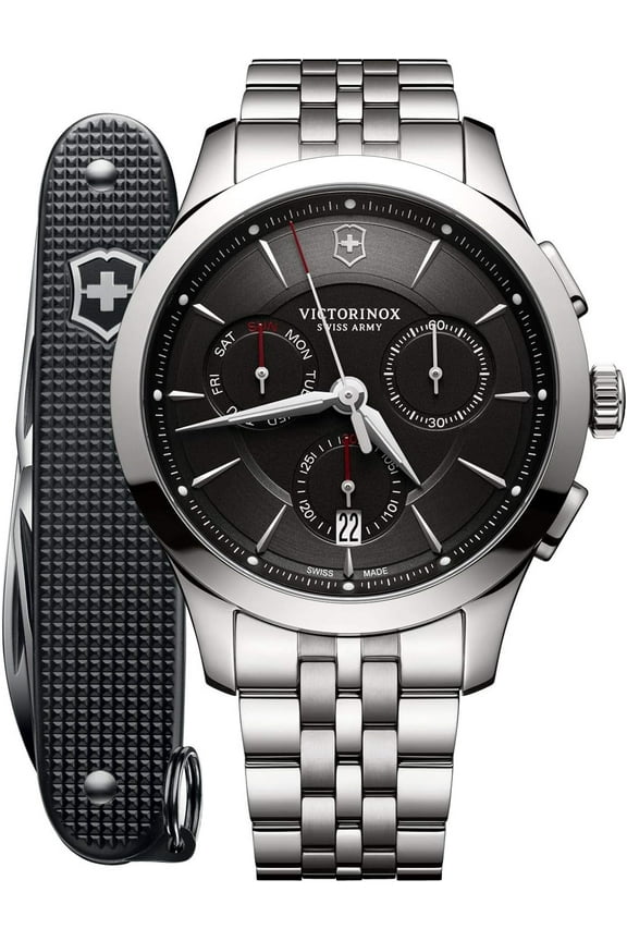 Alliance Chronograph , Black dial, Stainless Steel Bracelet with SAK,