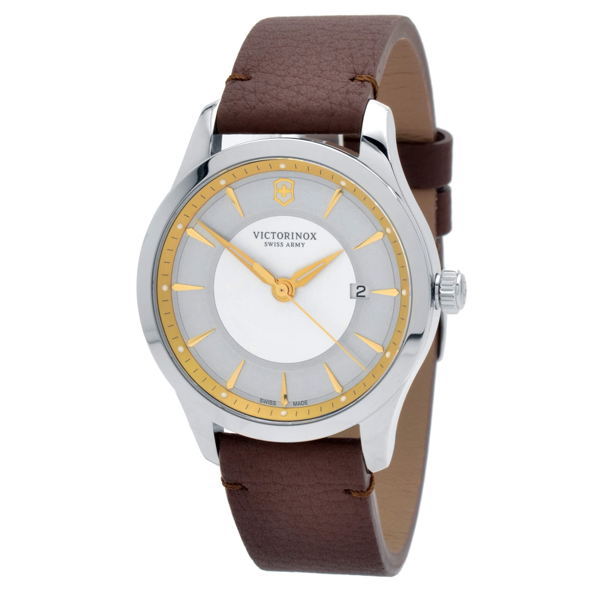 Victorinox Alliance Silver Dial Brown Leather Men's Watch 241806