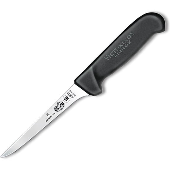 Victorinox 5" Boning Knife, Narrow Blade, Flexible, Black Fibrox Handle, 5.6413.12