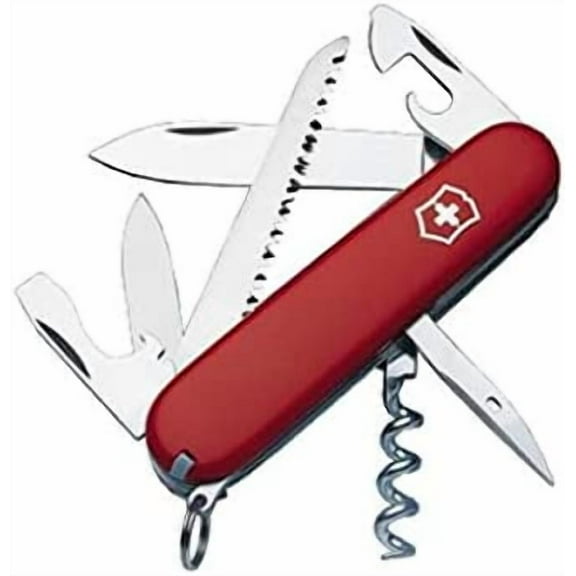 Victorinox Camper Swiss Army Pocket Knife, Medium, Multi Tool, 13 Functions, Blade, Bottle Opener, Red