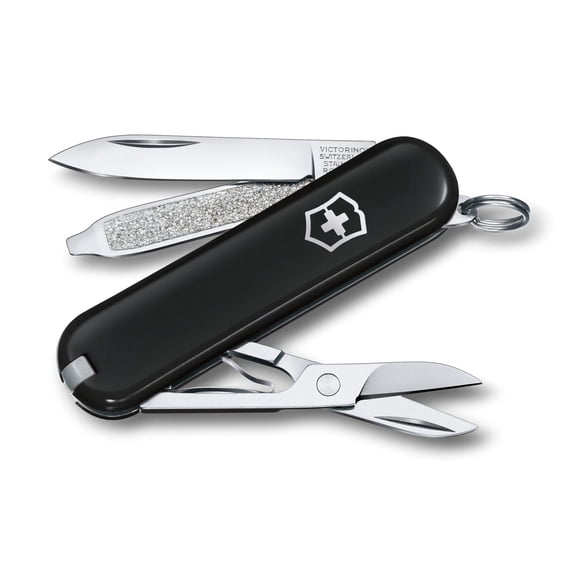Victorinox Classic SD Swiss Army Knife, 7 Function Compact Pocket Knife, Black
