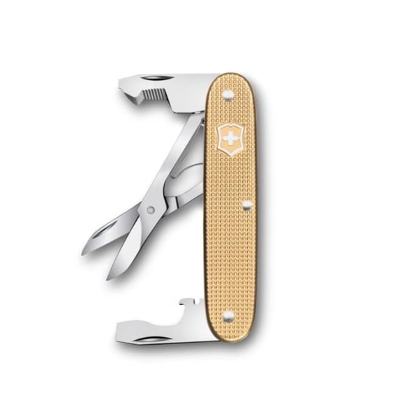 Victorinox Companion Slim Alox Pocket Tool 6 Functions Including Scissors, Package Opener, Screwdriver, Swiss Made - Gold