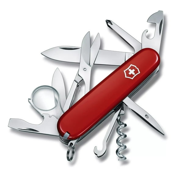 Victorinox Explorer 16 Function Swiss Army Knife with Blade, Bottle Opener and Magnifying Glass-Red