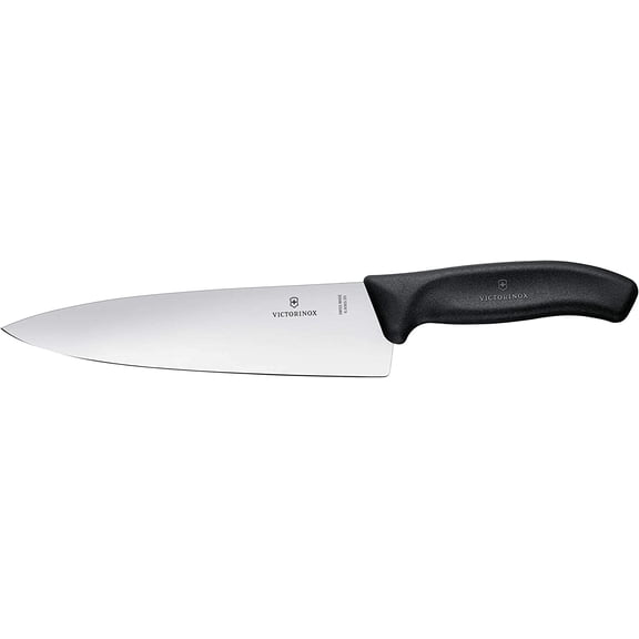 Victorinox Swiss Classic Chefs Knife, 8-Inch Straight Edge Blade, Black Handle, Blister Pack