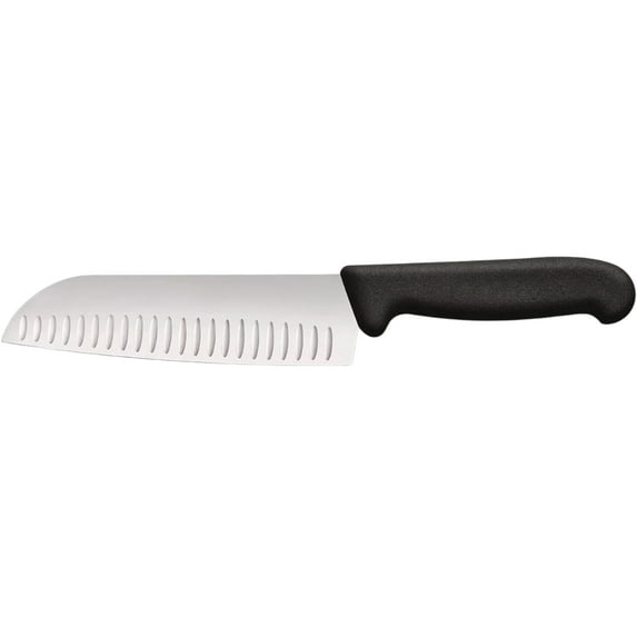 Victorinox Fibrox, santoku knife, 17cm, straight, flutet, black
