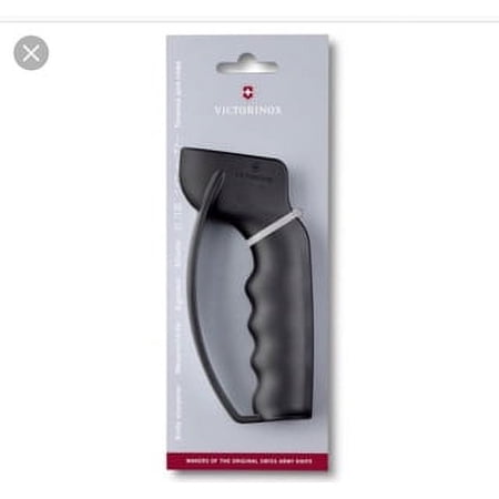 Victorinox Handheld Knife Sharpener | Full Length Finger Guard V-Shaped Carbide Metal Plates Ambidextrous Design Swiss Made Manual Knife Sharpener - Black