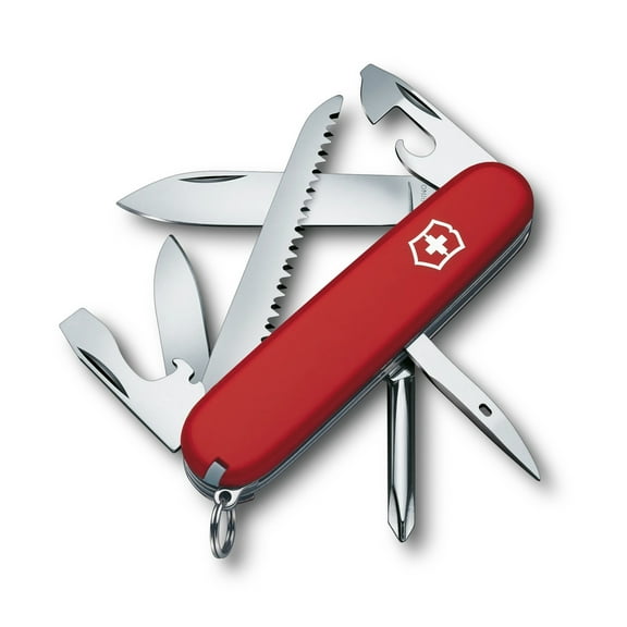 Victorinox Hiker Swiss Army Knife 13 Function Swiss Made Pocket Knife With 2 Blades (Large and Small), Philips Screwdriver and Bottle Opener - Red