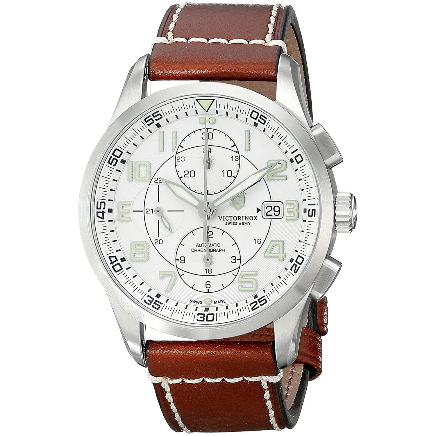 Victorinox Men's Swiss Army 241598 Airboss Silver Dial Brown Victorinox Men's Swiss Army 241598 Airboss Silver Dial Brown