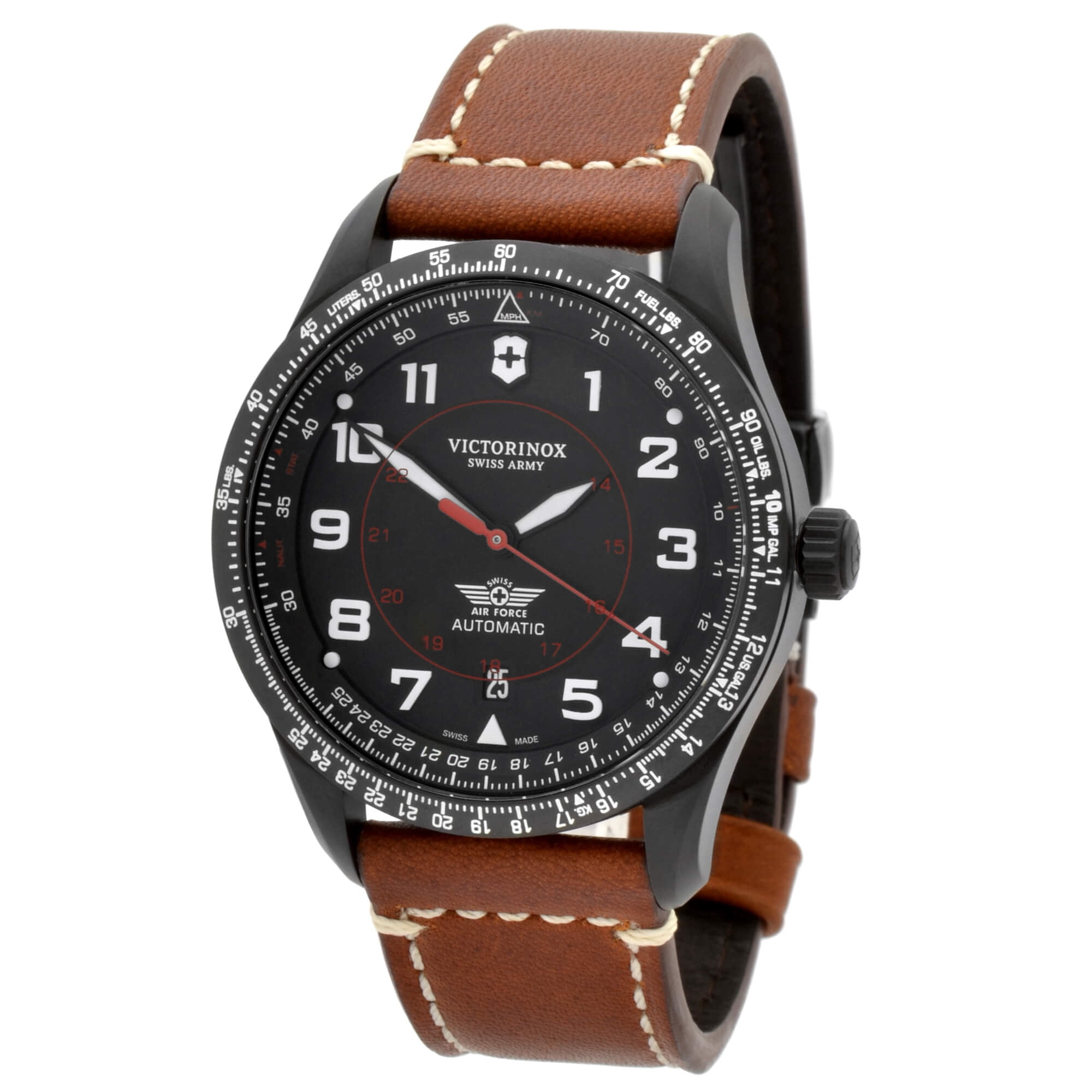 ciderｰak Victorinox Swiss Army 241886 Men's Airboss Black Dial Strap Watch