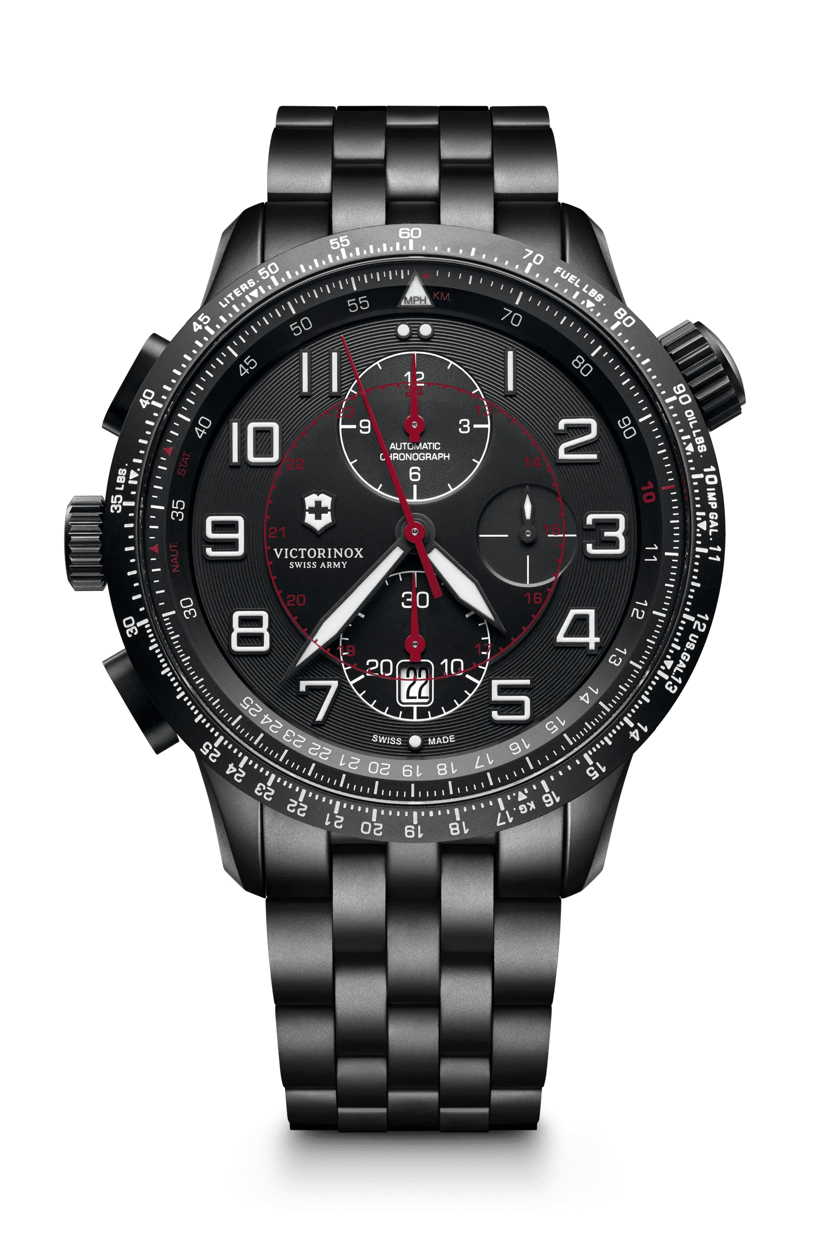 Victorinox Swiss Army Airboss Mach 9 Black Edition Automatic Chronograph Steel Men's Watch 241742
